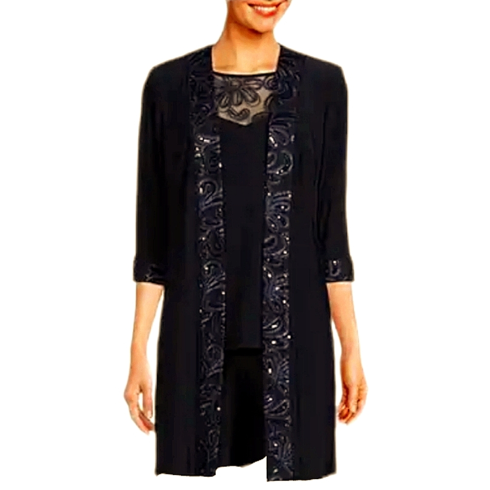 Le Bos Evening Jacket Sequined Silhouette Cardigan Abaya Cover